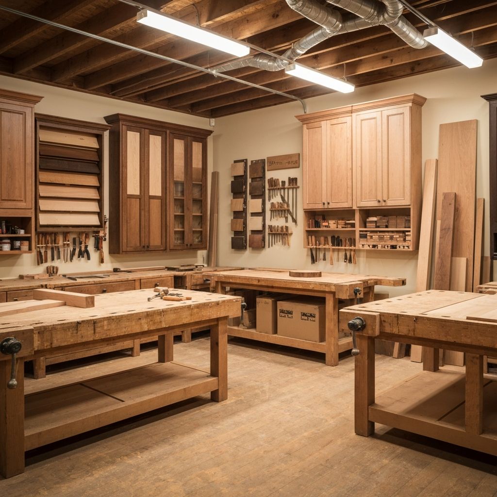 Master craftsman working on custom cabinetry in Lakeville workshop